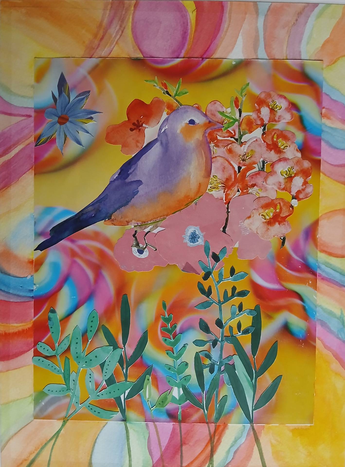Véronique C - Guide de séjours créatifs, collage Oiseau Véronique C - Guide de séjours créatifs, collage Oiseau