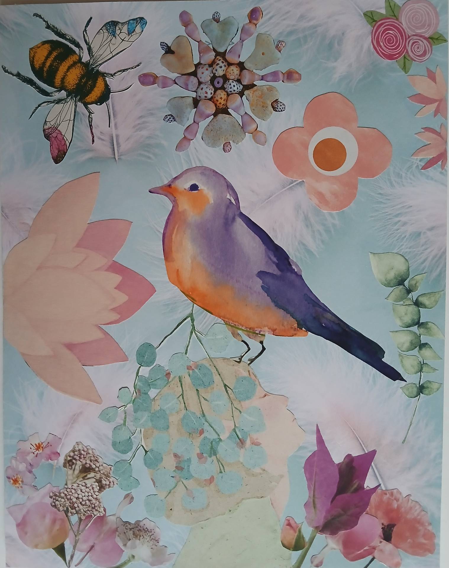Véronique C - Guide de séjours créatifs, collage Oiseau Véronique C - Guide de séjours créatifs, collage Oiseau